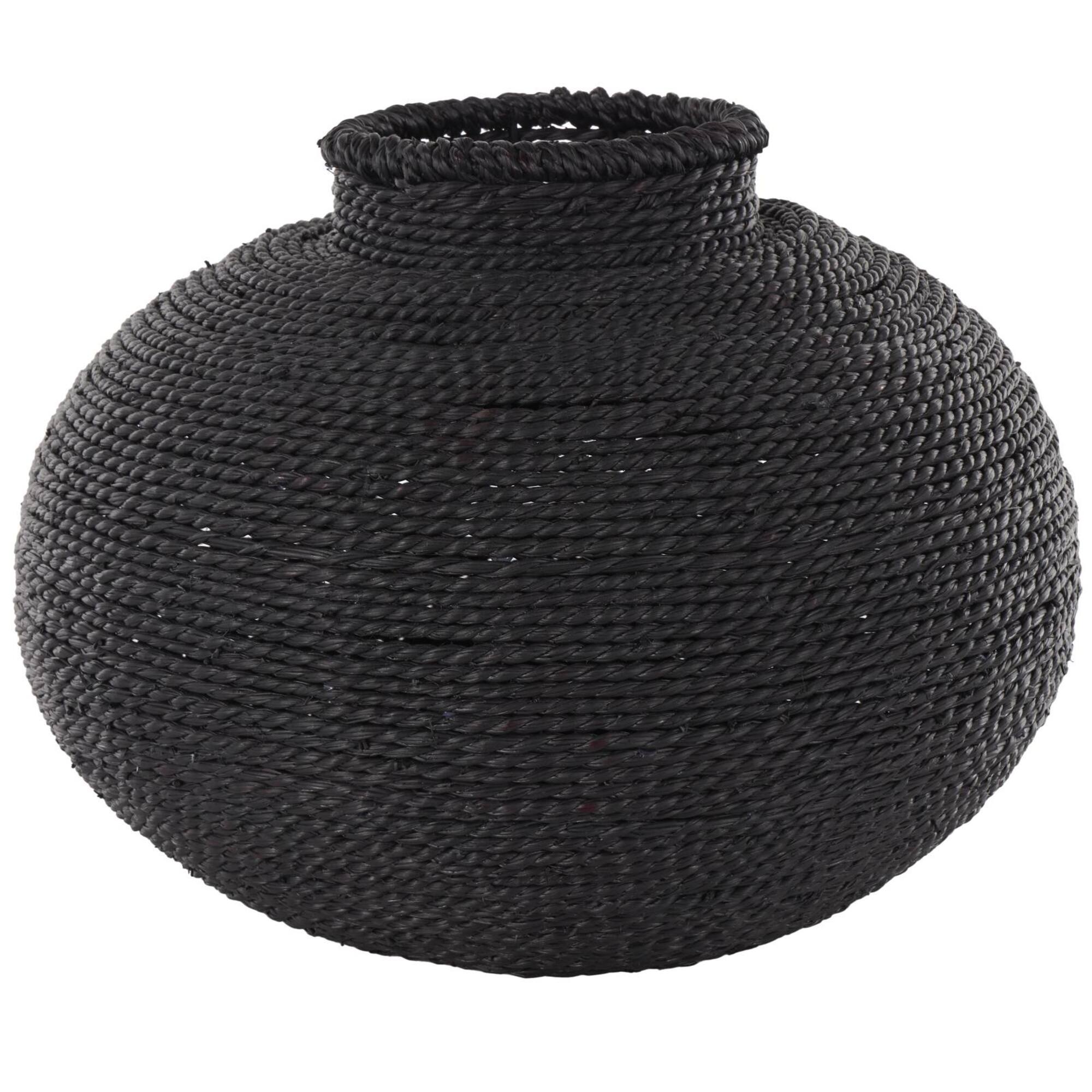 15" Black Metal Handmade Wrapped Vase